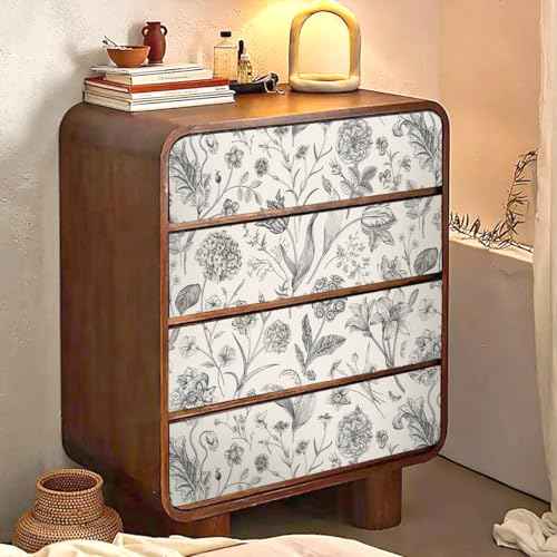 Black and Beige Peel and Stick Wallpaper Botanical Contact Paper 16.9inch x 118.1inch Floral Wall Paper Peel and Stick for Bathroom Bedroom Removable Self Adhesive Wallpaper Decor Vinyl