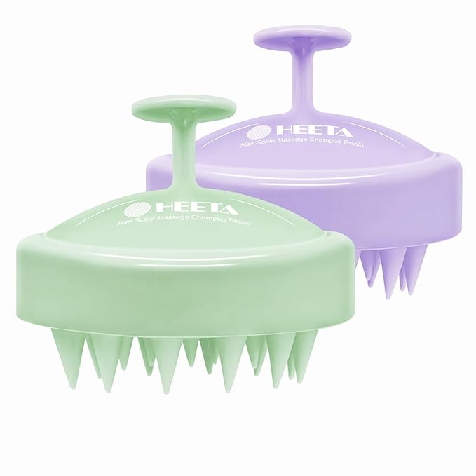 HEETA Scalp Massager Hair Growth 2-Pack, Soft Silicone Scalp Scrubber Shampoo Brush for Exfoliation Dandruff Removal Head Massage Stress Relax, Wet & Dry Use for Women Men Thick Thin Curly Hair Care