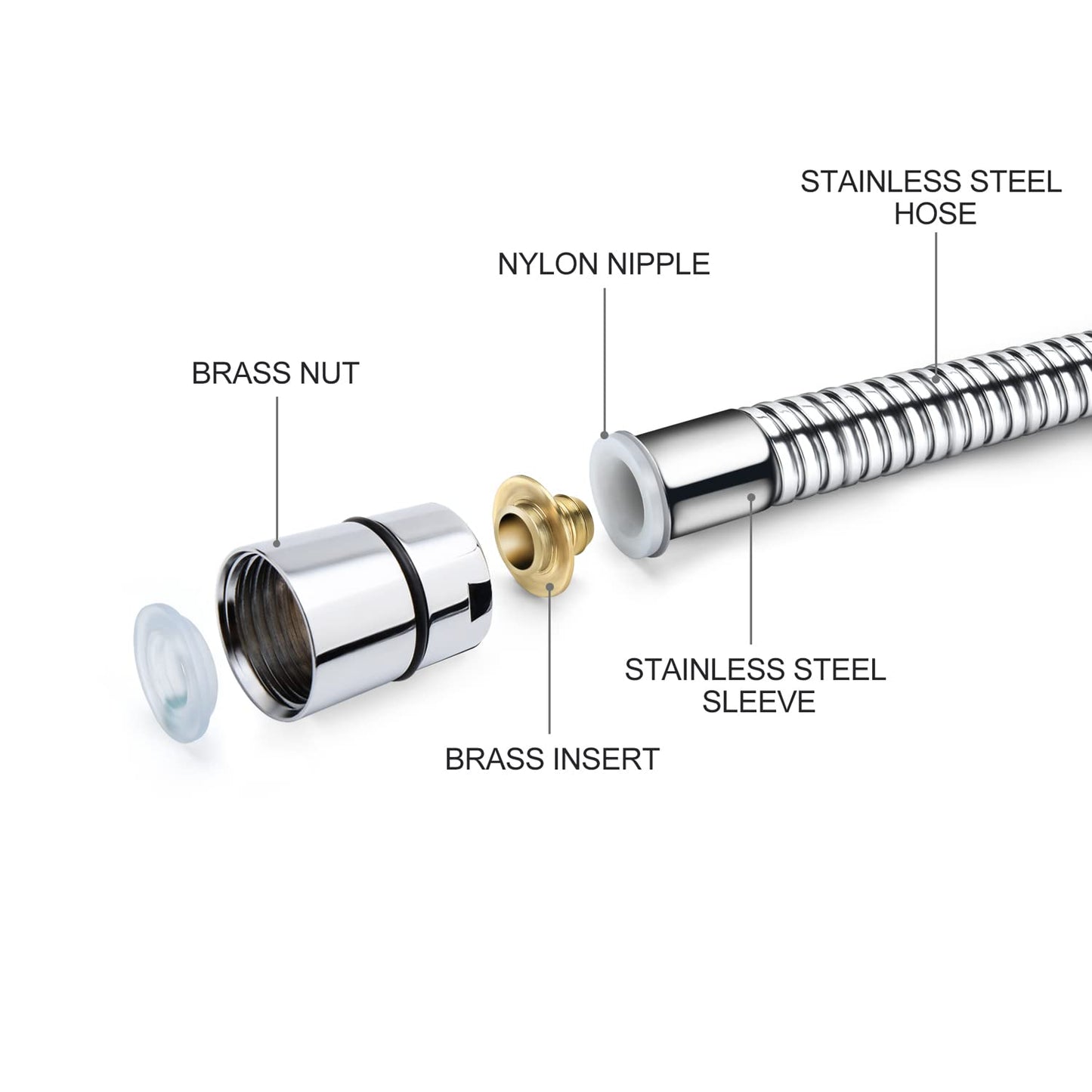 Blissland Shower Hose, 59 Inches Long Stainless Steel Handheld Shower Head Hose with Brass Insert and Nut - Durable and Flexible