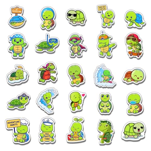 50 Pack Pcs Sea Turtle Stickers for Water Bottles Waterproof Vinyl Laptop Luggage Scrapbooking Computer Phone Case Cute Animal Sticker Packs Adults Teens Aesthetic Small Decals
