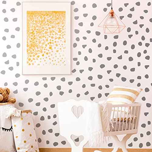 500 Pieces Irregular Polka Dots Boho Wall Decal Vinyl Nursery Wallpaper Sticker Wall Decor Peel and Stick Dot Wall Sticker for Kids Baby Girl Bedroom Home Classroom Decoration (Silver)