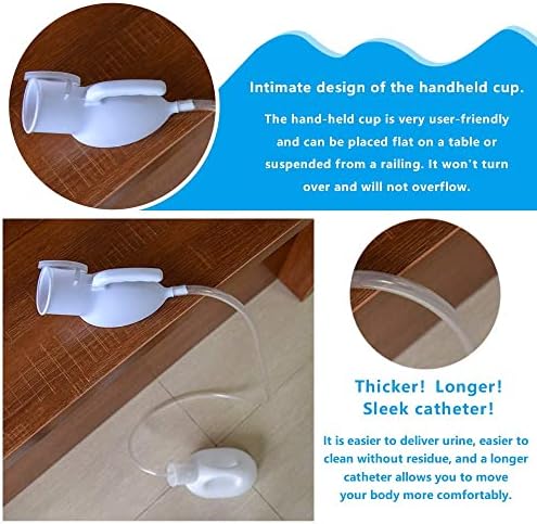 Men's Urinal with Hand-held Portable Urine Cup 2000 ml Large Capacity Male urinals for Elderly Hospital beds Wheelchair (White)
