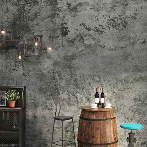 FunStick Grey Weathered Concrete Wallpaper Peel and Stick Textured Grey Cement Contact Paper for Countertops Cabinets Waterproof Self Adhesive Removable Concrete Wall Paper for Room Walls 15.8"x78.8"