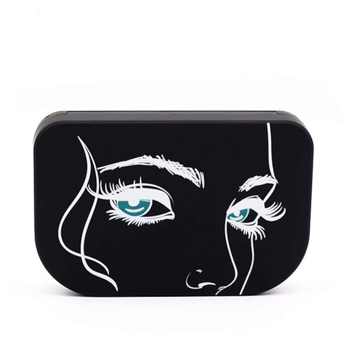 Cosmetic Case Empty Eyelashes Storage Case with Makeup Mirror Holder Box Fake Eyelash Packing Travel Storage Case Eyelashes Bag(Black)