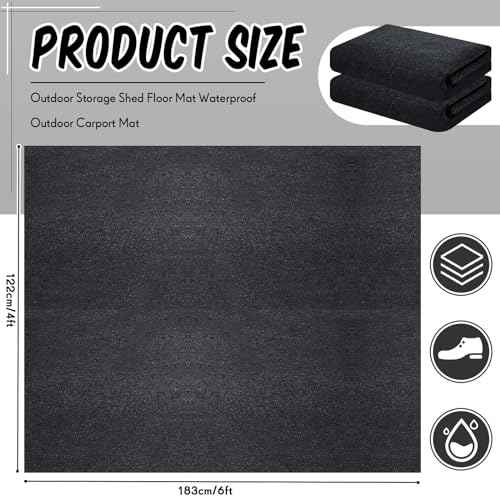 Haull 2 Pcs 6 x 4 ft Outdoor Storage Shed Floor Mat Waterproof Carport Storage shed mat Non Slip Patio Furniture Mat for Protect