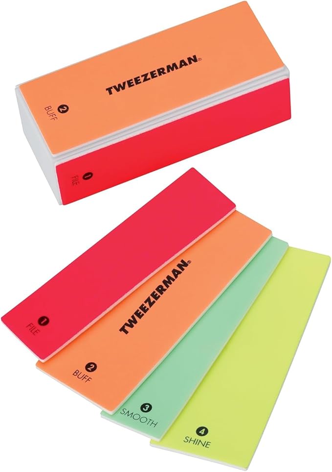 Tweezerman Neon 4-in-1 File, Bluff, Smooth & Shine Block