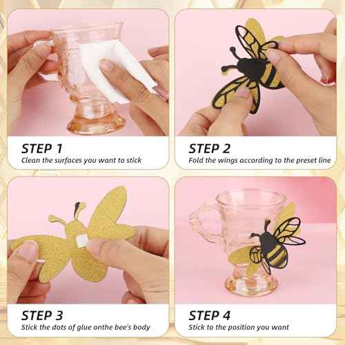 24PCS 3D Bee Wall Stickers,Double Layer Honey Bee Decals,2 Sizes Realistic Bees Clings with Glue Dot for Bedroom,Living Room,Nursery,Party