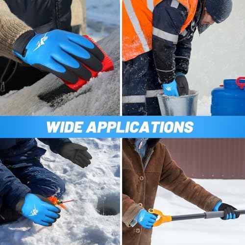 Waterproof Gloves Winter Work Gloves for Men Large Thermal Insulated Freezer Gloves Latex Coated Gloves