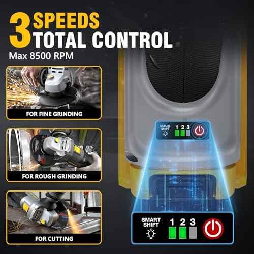 Angle Grinder, 20V Brushless Cordless, 4-1/2 Inch, Compatible with Dewalt Battery (No Battery), with Metal Grinding Wheel, for Cutting, Grinding, Polishing, Carving