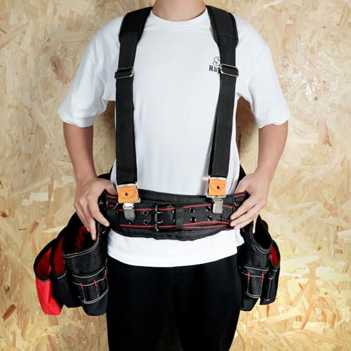 MELOTOUGH Tool Belt Suspenders Work Belt Suspenders for Heavy Duty Work Movable shoulder Padded Suspenders for Tool Belt (Black),Father Day Deal,Father Day Gift,Father Day Deal