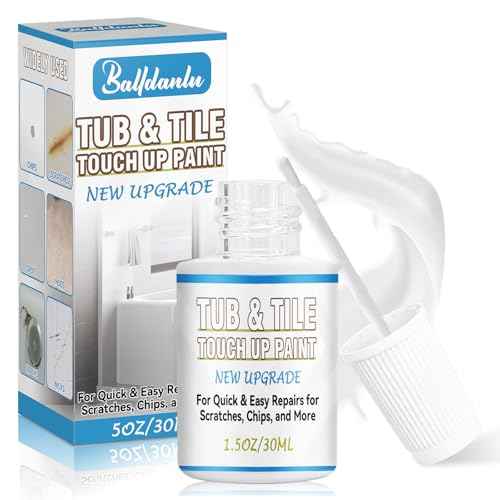 Tub and Tile Paint, 1.5 OZ High-Gloss White Touch Up Paint Pen for Bathtub, Quick-Dry Porcelain Repair Kit for Scratches & Chips on Tubs, Tiles, Enamel, Sinks, Toilets, Porcelain, Acrylic and Cast Iron