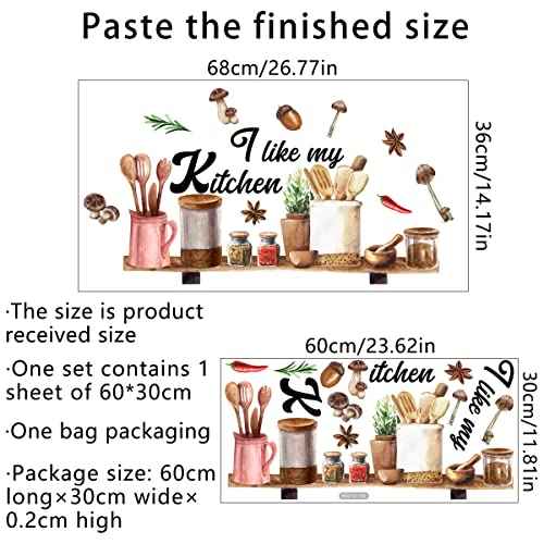 Kitchenware Utensil Shelf Wall Decals I Like My Kitchen Wall Stickers for Kitchen Wall Decor