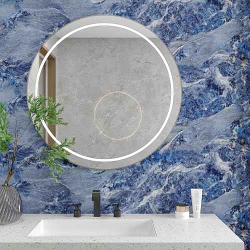CHIHUT Marble Contact Paper Peel and Stick 12''x100'' Blue Marble Wallpaper for Countertops Waterproof Self Adhesive Countertop Contact Paper Decorative Vinyl Film for Cabinets Desk Shelf Liner