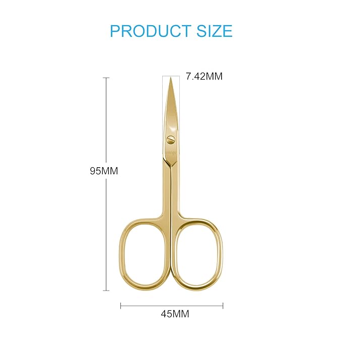 LIVINGO Professional Nail Cutter Scissors, Multi-purpose Sharp Curved Blade Stainless Steel Manicure Cuticle Pedicure Fingernail & Toenail Grooming Tool with Case, Eyebrows/Eyelash Use, 3.5" Gold