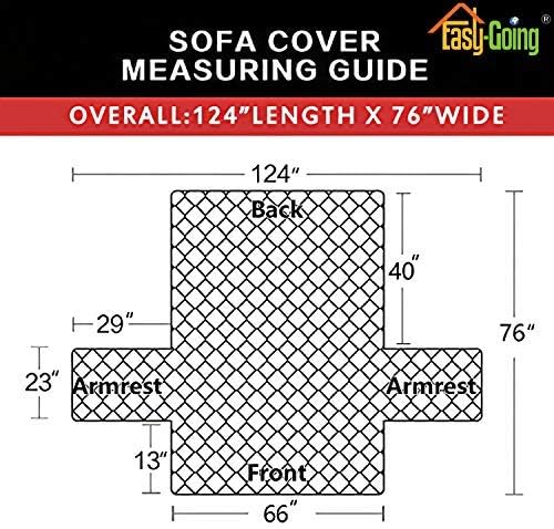 Easy-Going Reversible Couch Cover for 3 Cushion Couch Sofa Cover for Dogs Water Resistant Furniture Protector Cover with Foam Sticks Elastic Straps for Pet Cat (Sofa, Blue/Ivory)
