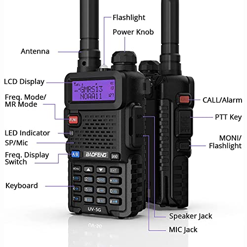 4 Pack BAOFENG UV-5X (UV-5G) GMRS Radio, Long Range Walkie Talkies with 2 Pcs 3800mAh Battery, Two Way Radio with Speaker Mic, GMRS Handheld Radio for Adults, Support Chirp & NOAA