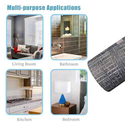 32.8Ft Gray Wood Grain PVC Wallpaper Border, Removable Waterproof Mirror Border Peel and Stick,Bathroom Mirror Frame Border (3.97inch)