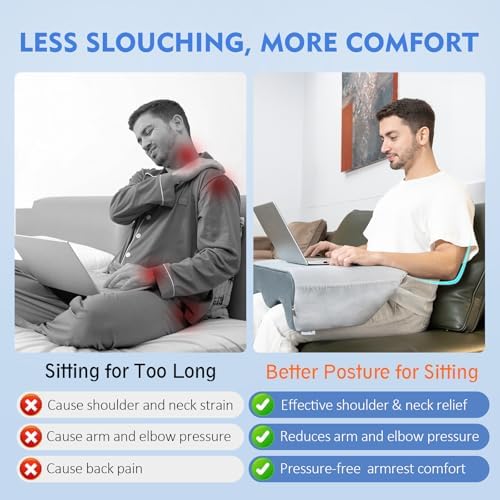 Vekkia Lightweight Lap Desk Pillow for Reading,Gaming,Crocheting, Leg Pillow for Bed, Couch & Floor – Arm Support for Adults,Washable Cover, Storage Pockets