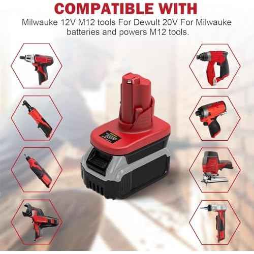 Battery Adapter for M18 to Work for M12 Tool Battery Adaptor,for DeWalt Tool and for Milwaukee Battery Adapter,Power for Milwaukee for M12 Tools