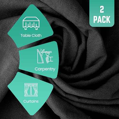 ZUPERIA Black Drop Cloth (9 x 12 Feet - Pack of 2) - Pure Canvas Drop Cloth for Painting, Curtains & Floor Protection Washable & Reusable Tightly Woven Paint Cover for Multipurpose use
