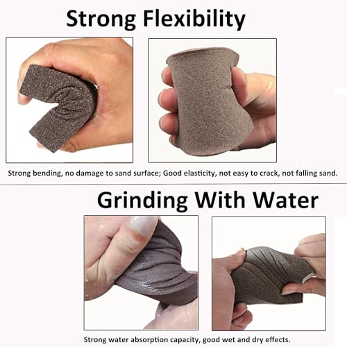 Tnisesm 6Pcs Sanding Blocks 60 Grits Sanding Sponge,for Drywall Wood Metal Washable & Reusable Sandpaper BlocksWashable and Reusable