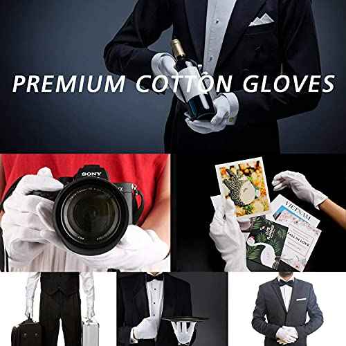 20 Pairs Archival Photo Gloves, White Work Gloves for Art Handling Working Photography Cloth Gloves Liners Bulk for Handling Jewelry, Film, Photo, Coin Collectors, Metal Inspection Men & Women
