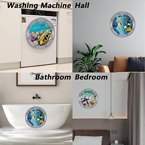 3PCS Ocean Animal Stickers-Wall Decor Wall Decals Peel and Stick, Fish, Ocean Turtle and Coral Patterns Room Decor 3D Stickers(12x12 inch)