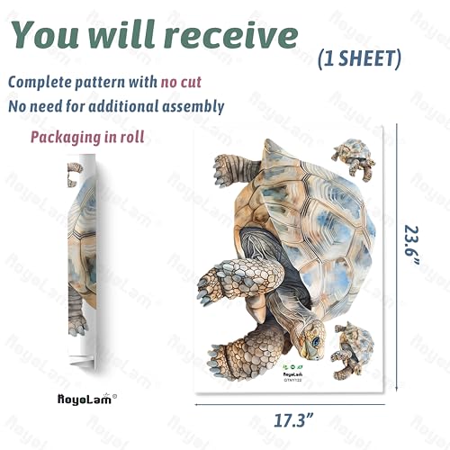 Lifelike Tortoise Wildlife Wall Decal Nursery Animal Turtle Wall Sticker Removable Peel and Stick Wall Art Decor for Kid Baby Classroom Preschool Living Room Playroom Bedroom School