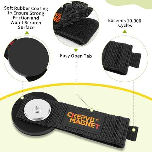 Magnetic Tool Holder with Adjustable Straps - 4Pcs Heavy Duty Garage Hooks for Extension Cord, Hose, Power Tools 2.59 INCH, No Scratch Design, RV/Boat/Workshop (4, 2.59''Magnet)
