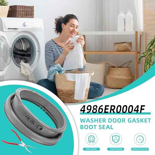 4986ER0004F Washer Door Boot Seal with 383EER4001A Kit by AMI PARTS- Fit for L-G, Ken-more Front Load Washer Gasket Parts with Drain Port, Replaces 4986ER0004J 4986ER0004K 4986ER0004M 4986ER0004N