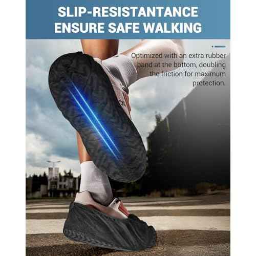X-Large 200 Count Shoe Covers Disposable Non-Slip, Premium Cloth Boot Covers, Slip-resistant, Durable, Breathable, Non-toxic, Recyclable, Stretchable Fits Up to Size 13 US Men - Black