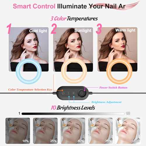 Nail Half Moon Light: Big LED Arch Nail Tech Table Lamp with Phone Holder - Salon Professional Desk Light 3 Mode Lighting Manicure Technician Use