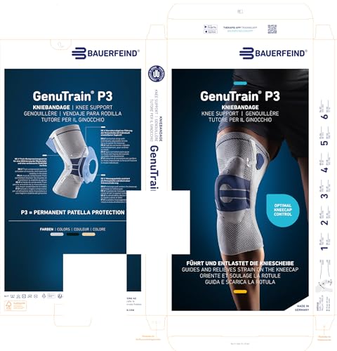 Bauerfeind - GenuTrain P3 - Patella Knee Support - for Misalignment of The Kneecap - Left Knee - Size 6 - Color Black