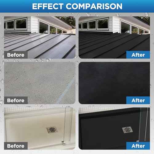 Waterproof Sealant Black Waterproof Coating 1 Gallon Leak Repair Coating for Flat, Metal, Roofs, Foundations, Gutters, Indoor & Outdoor Walls, Bathroom, Kitchen, Garden Leak Liquid Sealant