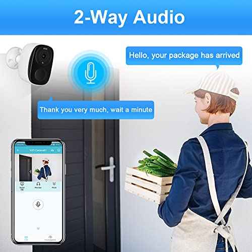 EVERSECU 2K 3MP Outdoor Wireless Security Camera Support Pairing Via Bluetooth, Rechargeable Battery-Powered WiFi Home CCTV Bullet Camera, Spotlight, PIR Motion Detection, 2-Way Audio, Night Vision