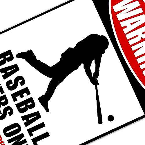 Baseball Decor Tin Sign Boys Room Poster, Metal Sports Sign, Wall Art Decor 12x8 Inches