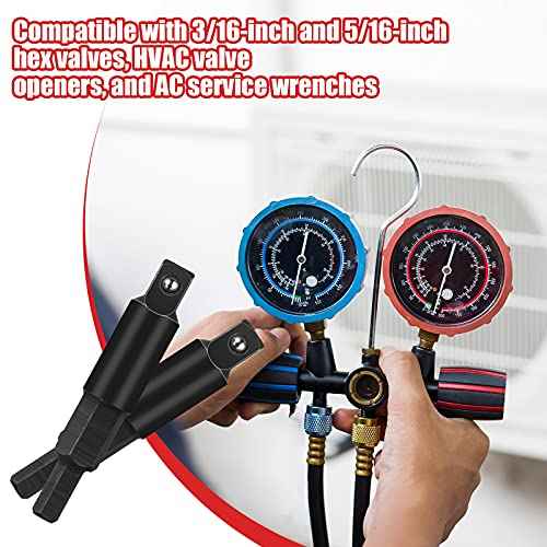 Chumia 2 Pieces HVAC Service Wrench 3/16 to 5/16 Repair Hex Key Adapter HVAC Service Tools Air Conditioning Wrench Tools for Valve Opener Air Conditioning Equipment Repair