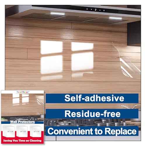 Clear Wall Protector Contact Paper, Kitchen Wall Stickers, Wall Protector Sheet for Trash Cans, Chair Bumpers, Carpet, Stove Backsplashes and Behind Stove -(5 Sheets)