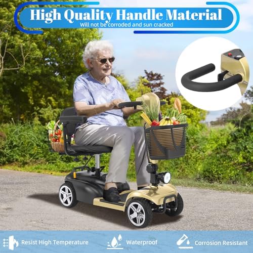 15-45 Miles Ecomobi MS02 4 Wheels Mobility Scooter for Adults/Seniors, 350W Powered Electric Wheelchair Device w/15Ah-25Ah Extended Battery, Dual Baskets/Rotating Seat, Compact Duty Mobile for Elderly
