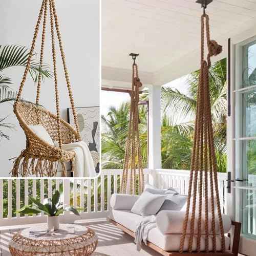 Thick Twisted Manila Ropes 1Inch¡¿100ft Natural Jute Rope Heavy Duty Hemp Rope for Swing Bed, Crafts, Railing, Tug of War, Landscaping, Gardening, Bundling, Hammock, Home Decorating