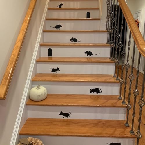 BooDecal Happy Halloween Wall Decals Stickers DIY Rats Mice Mouse Doors Sets of 15 Vinyl Lettering Decals Home Decor Wall Murals Stickers for Halloween