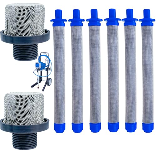 2 Pcs 288716 3/4-Inch Inlet Strainer Thread & 6 Pcs 288749 Airless Spray Gun Filter Compatible with Graco X5/X7/ProX Series & SG10/SG20/SG Pro Spray Guns, Stainless Steel 60 Mesh