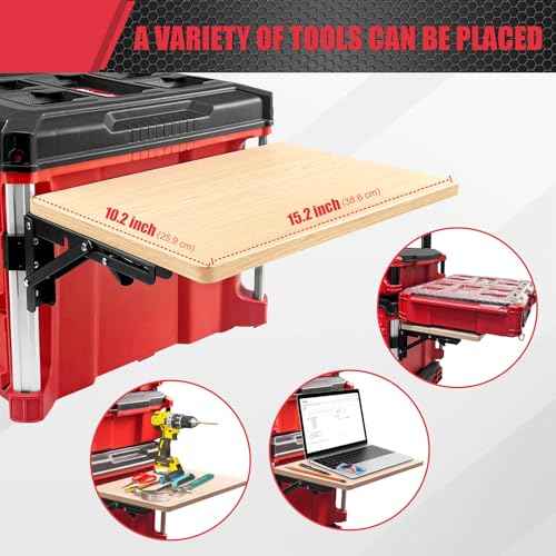 Heavy Duty Foldable Work Table Compatible with Milwaukee Packout Toolbox,Side Storage for Your Packout System