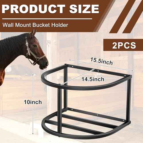 2 Pcs Bucket Holder 5 Gallon Horse Feed Pail Wall Mount 15.5" x 14.5" x 10" for Horse Livestock Water (Bucket Not Included)