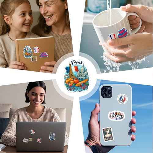 100PCS Paris Stickers Pack Travel Vinyl Waterproof France Sticker for Kids Teens Adults Aesthetic Decal Decorative Funny Car Bumper Decals Water Bottle Helmet Phone Birthday Gift