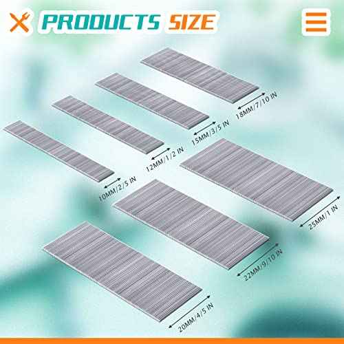 23 Gauge Pin Nails Headless Pins Nails 7 Sizes Assorted Galvanized Brad Nailer 2/5 Inch to 1 Inch for Molding Cabinetry Building Assembly, 3500 Pieces