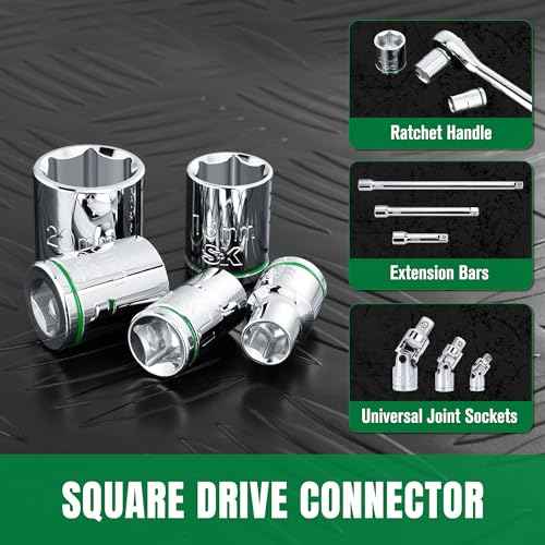 SK 3/8" Drive Socket Set, Metric Sockets, 13-Piece 8-20mm, SuperKrome Finish, Premium CR-V Construction, with Aluminum Socket Organizer
