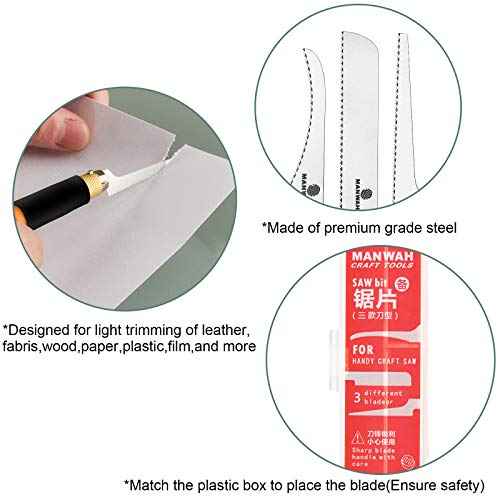 Honoson 6 Pieces Hobby Saw Blades Replacement Mini Craft Blade Micro Knife Saw Blades with Plastic Storage Box for Hand Cutting Tree Limbs and Branches Wood Pruning