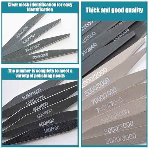 Honoson 10 Pcs Sanding Sticks Buffing Sanding Sticks for Plastic Models Assorted Grits Crafts Metal Wood Sandpaper Tools(Low Grits Rating,Double Angle Shape)