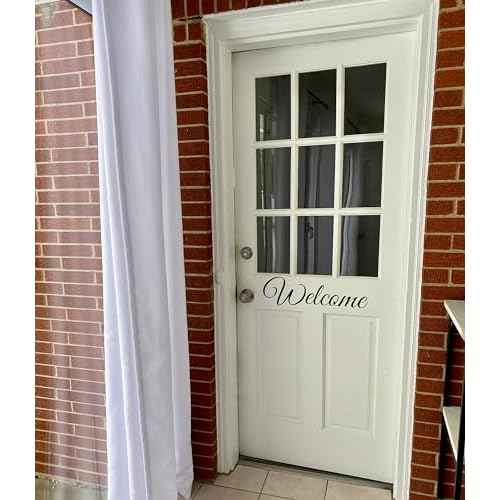 Welcome Door Decal Front Door Decal Welcome Door Sign Decal Front Door Sign Farmhouse Welcome Sticker Greeting for Home15.7" x 5.1" Black